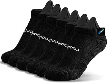 BRISIRA Coolmax Bamboo Viscose Compression Running Socks 3 Pairs Ankle Low Cut Athletic Anti Blister Cushioned Seamless