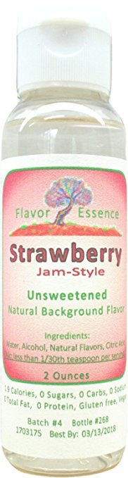 STRAWBERRY(Jam-style) by Flavor Essence (Unsweetened, Natural Background Flavoring) 2 Oz.|For Beverages: coffee/tea, shakes/smoothies, bar drinks.For Foods: baking, doughs, batters, frostings, yogurt
