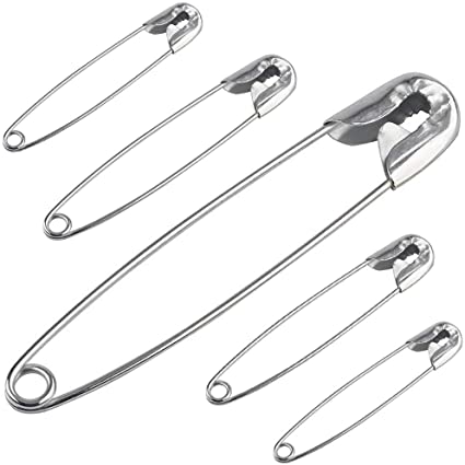 Safety Pins - 500 Pieces Small Medium Large Safety Pins Assorted Sizes for Arts Crafts Baby Clothing Arts Nickel Plated Pins 19mm 22mm 28mm 32mm 57mm