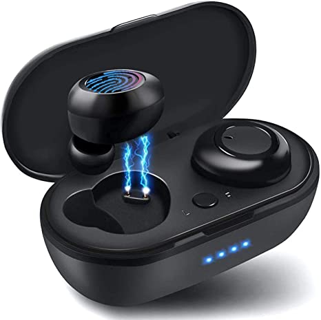 Wireless Earbuds, Bluetooth 5.0 Headphones Hi-Fi Stereo Bluetooth Earbuds Half in-Ear True Wireless Earbuds with Buit-in Mic Headset with,for Work/Travel/Gym,Compatible iphone airpods/Samsung