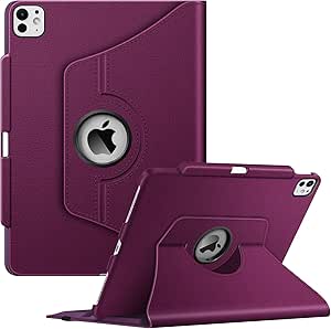 Fintie Rotating Case for iPad Pro 13-inch (M4) 2024 with Pencil Holder - 360 Degree Swiveling Protective Stand Cover with Auto Wake/Sleep, Purple