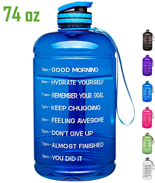 Venture Pal Large 128oz/74oz Leakproof BPA Free Fitness Sports Water Bottle with Motivational Time Marker to Ensure You Drink Enough Water Throughout The Day