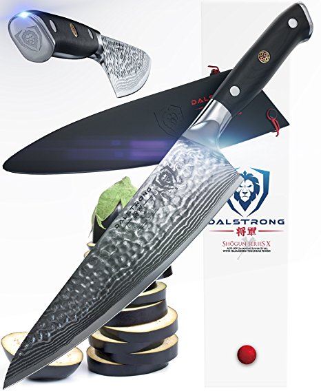 DALSTRONG Chef's Knife - Shogun Series X Gyuto -AUS-10V - Hammered Finish - 8" - w/ Chef Knife Sheath