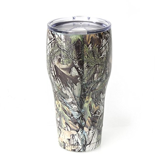 Tahoe Trails 30 oz Stainless Steel Tumbler Vacuum Insulated Double Wall With Lid, Green Camouflage