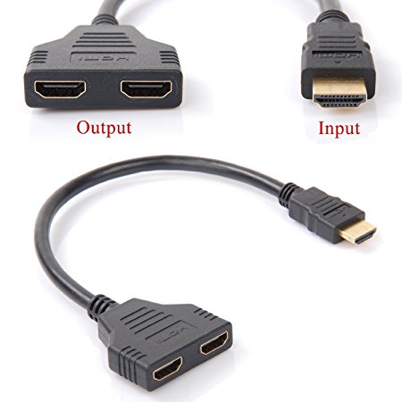 KOMEI 1080P HDMI Male To Dual HDMI Female 1 to 2 Way Splitter Cable Adapter Converter For HDTV DVD players PS3 PS4 and most LCD Projectors