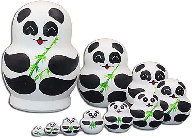 Moonmo Panda Nesting Dolls - 10 Pieces Matryoshka Panda - All Hollow to Fit Inside Each Other