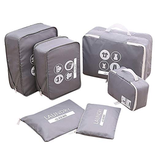 Compression Packing Cubes FILWO, Luggage Organizer Travel Packing Pouches Sets Storage Bag 6 Pcs