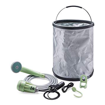 Equipt Streamline Portable Camping Shower with Expandable 4 gallons Bucket Removable Hose - Compact for Outdoor Activities