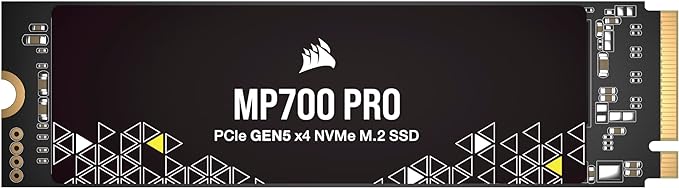 Corsair MP700 PRO 1TB M.2 PCIe Gen5 x4 NVMe 2.0 SSD – M.2 2280 – Up to 11,700MB/sec Sequential Read – High-Density TLC NAND – Black