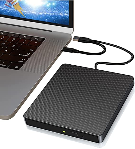External Blu-ray Drive Compatible with DVD CD Drive Portable 3D Blu ray Burner with USB3.0 and Type-C Port Suitable for Win XP/8/10 MacOS for MacBook PC External Blu-ray Drives Silent Highspeedul