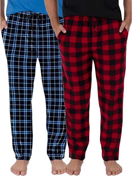 Fruit of the Loom Comfortable Micro Fleece Pajama Pants for Men [Pack of 2] 100% Polyester Micro Fleece Sleep Pants Set