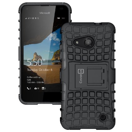 Lumia 550 Case CoverON Atomic Series Hybrid Armor Cover Tough Defender Hard Kickstand Phone Case for Microsoft Lumia 550 - Black