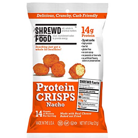 Shrewd Food Nacho Cheese Keto Protein Crisps 8 Pack | High Protein, Low Carb, Gluten Free Snacks | No Artificial Flavors | Soy Free, Peanut Free