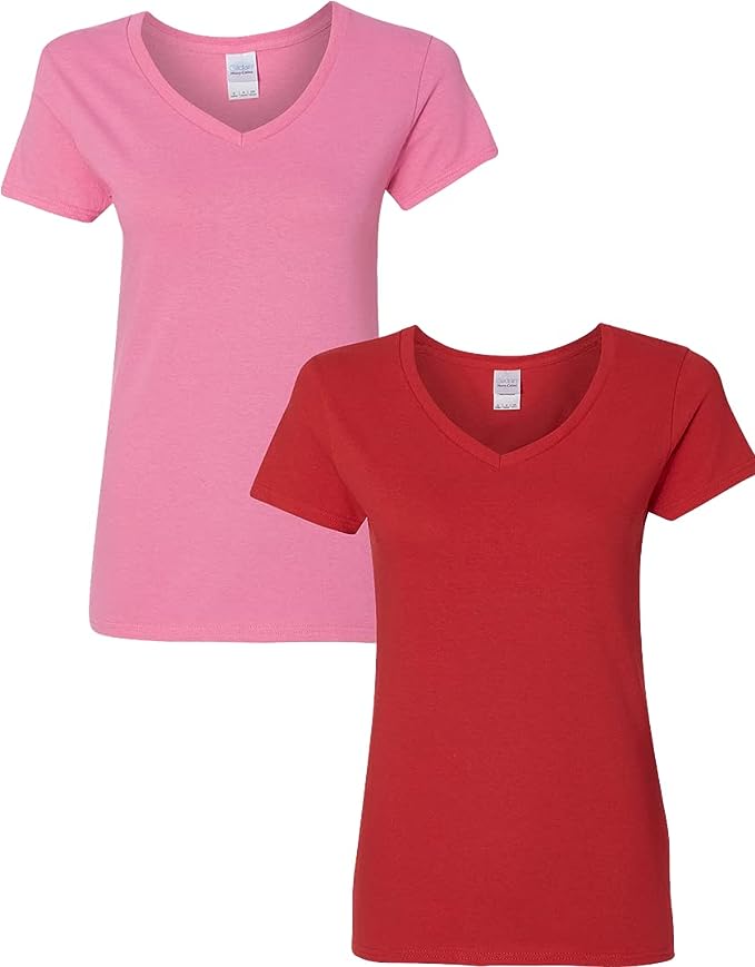 Gildan Women's Heavy Cotton V-Neck T-Shirt, 2-Pack