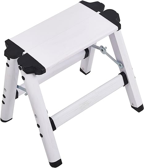 Lucky Tree Folding 2 Step Stool Small Compact Lightweight Aluminum 2 Step Ladder Home Kitchen, 12in