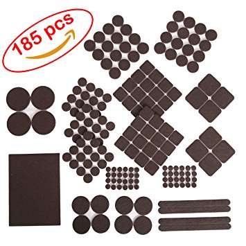 Furniture Felt Pads 185 pcs pack! Premium Felt and Heavy Duty Adhesive - Floor Protector for wood, tile floor and all hard surfaces. Best for chair legs, Tables, Sofas, Desks and more - Gift Box