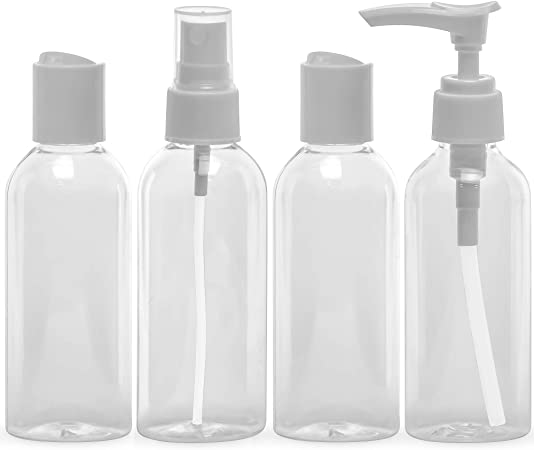 DecorRack Travel Bottle Set, Travel Essentials Toiletries Clear Plastic Mini Container for Portable Hair Conditioner Shampoo and Hand Sanitizer, To Go Squeeze Containers