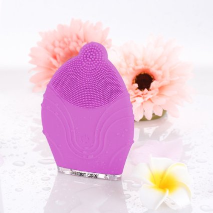 KINGDOMCARES Ultrasonic Waterproof Silicone Facial Cleansing Brush Electrical Skin Impurities Remover Microdermabrasion Exfoliator Facial and Body Skin Massager Face Portable Rechargeable Skin Rejuvenation Skin Brushing System for Women Men Purple