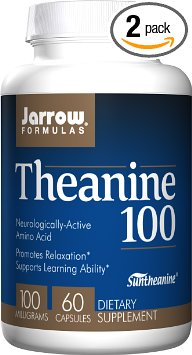 Jarrow Formulas Theanine 100, Promotes Relaxation and Learning Ability, 60 Capsules (Pack of 2)