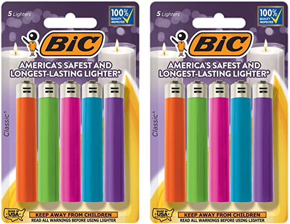 BIC Classic Lighter, Fashion Assorted Colors, 10-Pack