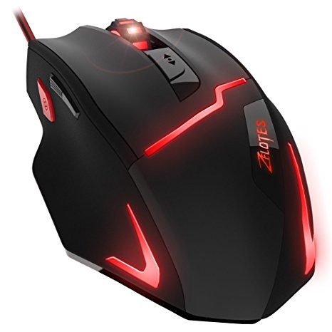 DLAND FPS Gaming Gamer Mouse [7200DPI High Precision],[Fire Button],[LED Breath Light] Ergonomic Wired Optical Computer Mice for PC/Laptop/Desktop/Mac