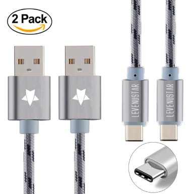 USB Type C Cable, LeVenustar 2Pack Type C to Type A 2.0 Male 6.6ft Braided Data Charging Cable with Reversible Connector for Macbook, ChromeBook Pixel, Nexus 5X, Nexus 6P, Oneplus 2 and More (Gray)