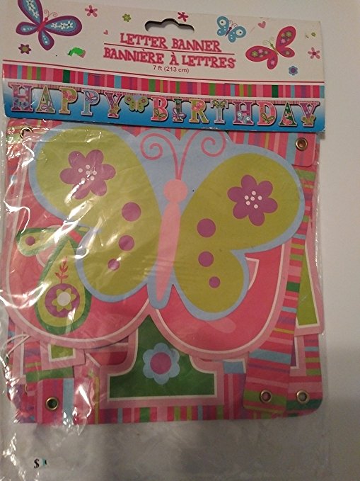 Happy Birthday Butterfly Letter Banners, 7 ft. by Greenbrier