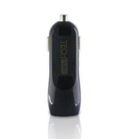 TechMatte Dual-Port 21A USB Car Charger Auto Adapter for Smartphones and Tablets - Black