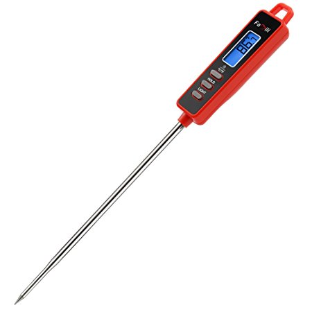 Famili FM01SRR Digital Instant Read Meat Thermometer with 5.35 Inch Long Stainless Steel probe Large LCD Screen for Kitchen BBQ Grill Smoker Food Cooking