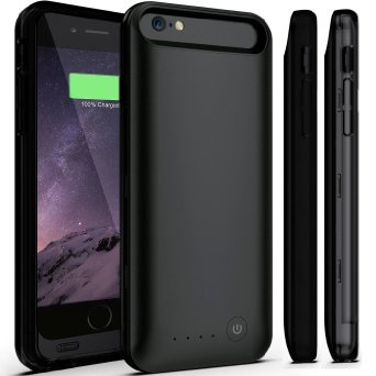 iPhone 6S Plus Battery Case, iPhone 6 Plus Battery Case,MFI Certified KINGCOO Apple iPhone 6 Plus 5.5 Inch External Battery Case Charger Lightning Connector - Black/Black