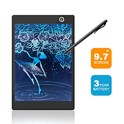 LCD Writing Tablet- 9.7 Inch Portable Smart Touch LCD Writing Board Graphics Drawing Tablet with Memory for Kids Learning and Office(Black)
