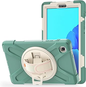 BATYUE Samsung Galaxy Tab A7 Lite Case 8.7'' with Pencil Holder [360 Rotating Hand Strap] &Stand & Shoulder Strap, Protective Cover for Galaxy Tab A7 Lite 2021 SM-T220/T225/T227 (Emerald Green)