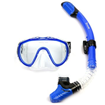 OXA Scuba Diving Snorkelling Set including Dry Top Snorkel and Windows Tempered Glass Mask