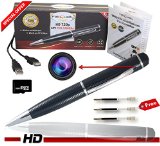 FabQuality Hidden Camera Pen Spy Pen Camera TRUE VIDEO RESOLUTION 1280 x 720P HD  ULTIMATE 3 INK FILLS and FREE 8GB MICRO Card Included HD Video Camera and Image Recording - Record in 1280x720 HD