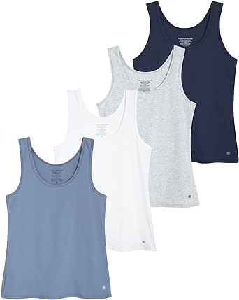 Lucky Brand Women's Tank Top - 4 Pack Stretch Cotton Scoop Neck Sleeveless T-Shirt (S-XL)