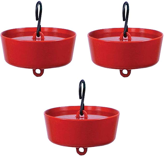 Stokes Select More Birds Ant Guard for Hummingbird Feeders, Red, 3.5-Inch Diameter -3 Pack