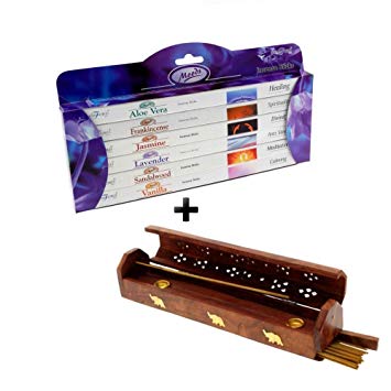 Stamford Incense Sticks with Handmade Wooden Incense Stick Holder - Bundle (Moods)