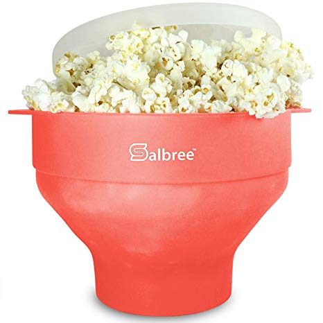 The Original Microwave Popcorn Popper -The Healthy Alternative to Bagged Popcorn - 15 Color Choices - by Salbree (Coral)