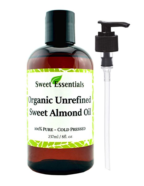 100% Pure Organic Unrefined Sweet Almond Oil - Various Sizes - Imported From Italy - Great Anti Aging Moisturizer for Your Face, Skin, Hair and Nails - Wonderful Massage Oil - Perfect Choice for a Relaxing Bath Oil - Almond Oil is an All Natural Baby Oil - Absorbs Quickly - No Oily Residue (8 Fluid Ounces)