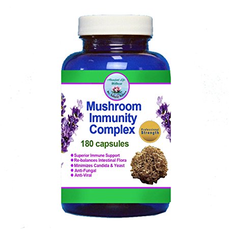 Mushroom Immunity - 180 Caps With Maitake, Shitake, Reishi, Astragalus, Dandelion & Beta Glucan - Intense Immune Support