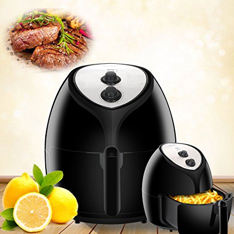 ZENY 5.8 Quart XL Capacity Electric Air Fryer for Oil-Less Healthy Cooking w/ Recipes, Cookbook, Dishwasher Safe Parts