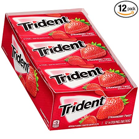 Trident Strawberry Twist Sugar Free Gum - with Xylitol - 12 Packs (168 Pieces Total)