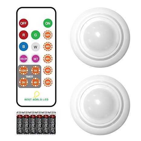 BWL Puck Lights with Remote Control,Brightness Adjustable LED Under Cabinet Lighting, Multi Color LED Accent Lights (Pack of 2)