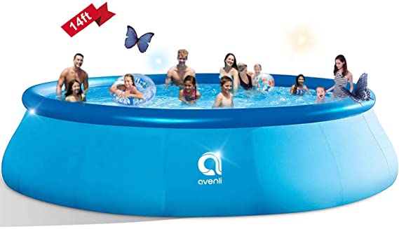 Inflatable Swimming Pools Above Ground - 14ft x 33in Blow Up Full-Sized Round Outdoor Kiddie Pools for Kids, Toddlers, Infant & Baby Easy Set Adults pool for Backyard, Garden, Summer Water Party