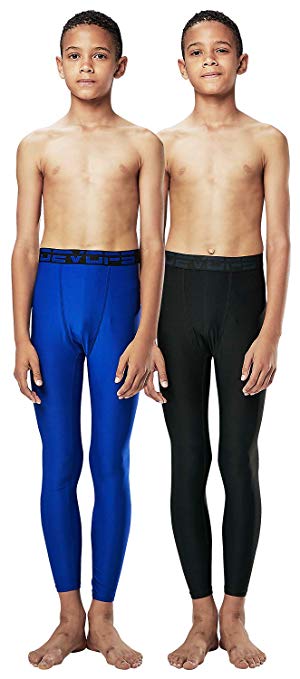 DEVOPS Boys 2 Packs Compression Cool Dry Tights Baselayer Running Active Leggings Pants