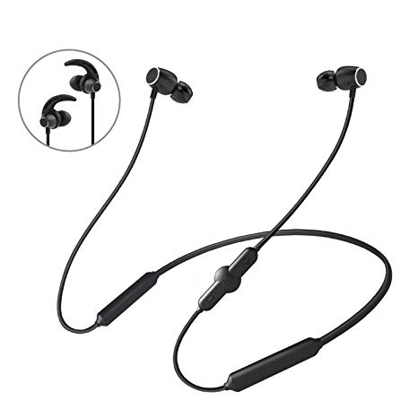 Bluetooth Headphones RUOBAI Wireless 4.2 Magnetic Bluetooth Earbuds IPX5 Splashproof Earphones with 48 Hours Play Time for Gym Cycling Workout Wireless Sports Headsets(Black)