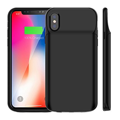 iPhone X Battery Case, 3600mAh Slim Portable Extend Battery Pack Charger Case, Rechargeable Power Bank Charging Case for iPhone X/iPhone 10-Black