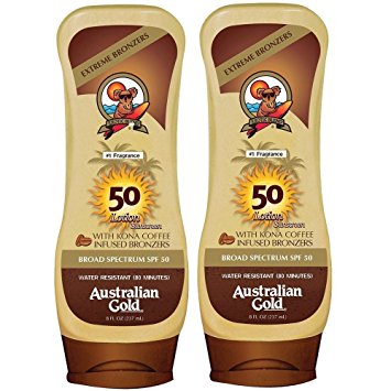 Australian Gold Broad Spectrum Moisture Max Sunscreen Lotion with Kona Bronzers, 8 Ounce (Pack of 2) (2 Pack, Spf 50)