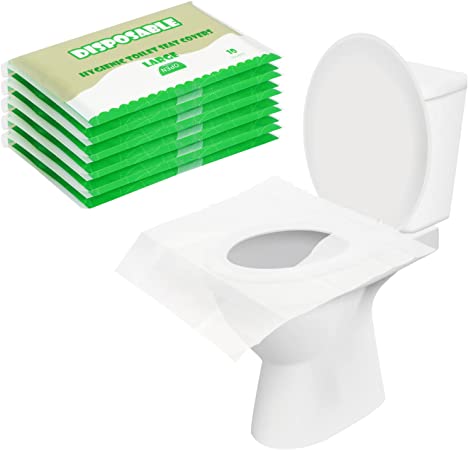 WWW Toilet Seat Cover, 50PACK Toilet Seat Covers Disposable Travel Flushable Paper Toilet Seat Covers for Adults and Kids Potty Training in Public Restrooms,Airplane,Camping