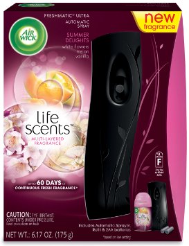 Air Wick Life Scents Automatic Air Freshener Spray Starter Kit, Flowers, Melon and Vanilla